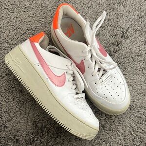 Nike Air Force 1 White and Pink Sneakers